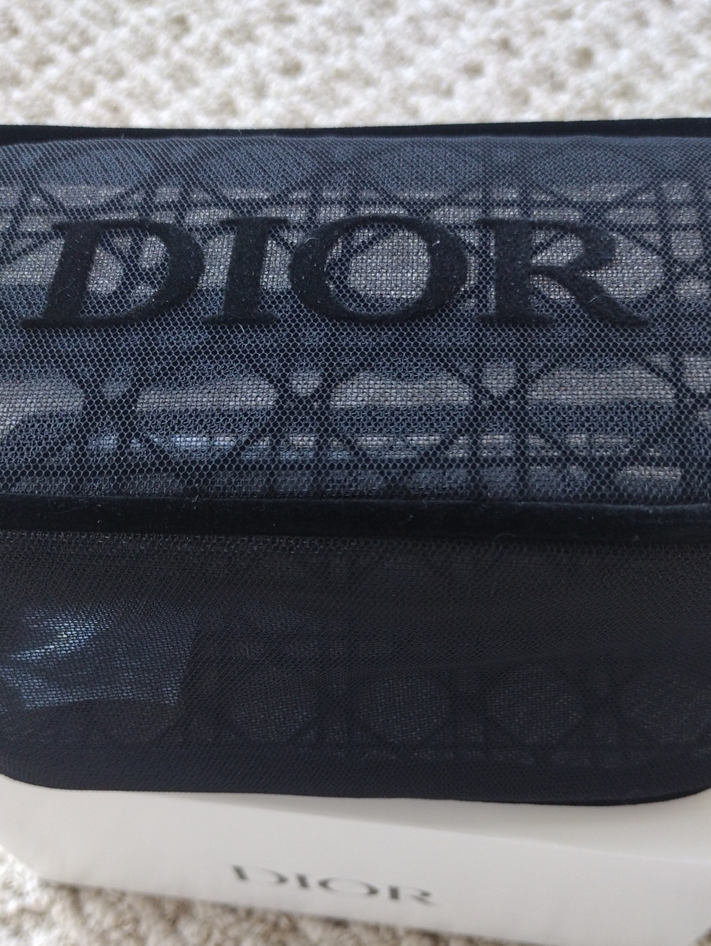 Dior Black Mesh Logo Pouch - Picture 10 of 12